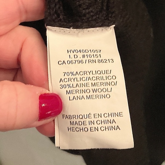 Sweater knit Long sleeve Turtleneck Oversized Black Merino Wool blend M - Picture 9 of 10